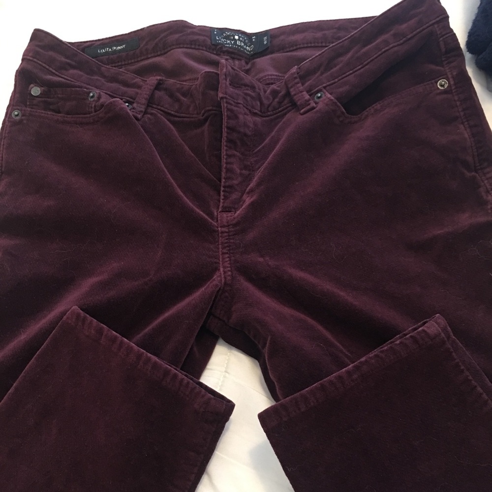 Lucky Brand Lolita Burgundy Velvet Pants